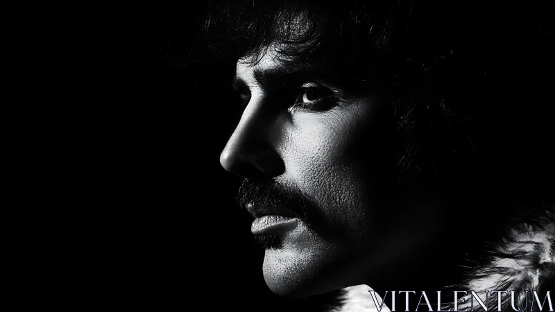 High-contrast side-lit male profile isolates facial microtexture