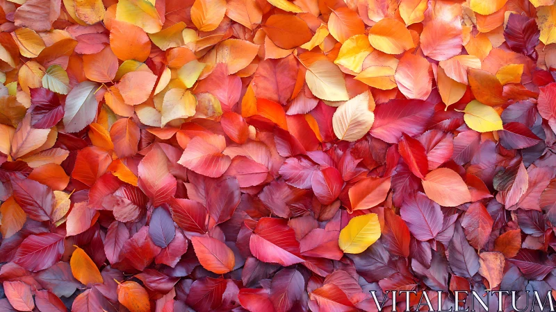 Crimson and gold autumn leaves in dense overlapping mosaic.