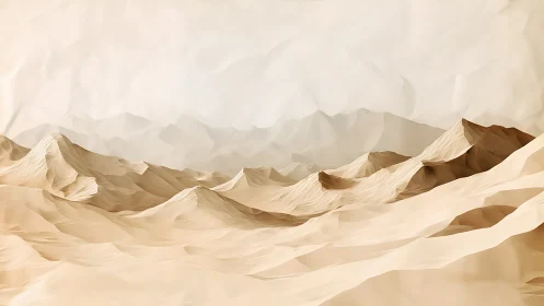Minimal desert ridges in soft low-poly beige landscape.