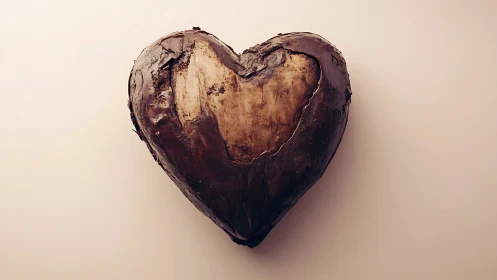 Sculptural Heart Form: Weathered Bronze Textural Study.