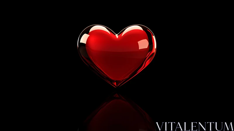 Glossy Red Heart Shape on Black Background