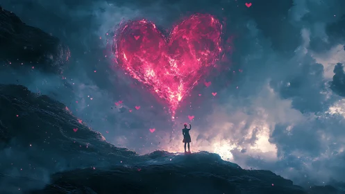 A Solitary Heart Glowing Above the Mountain.