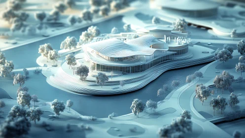 Waterfront Architectural Complex with Flowing Parametric Design Elements