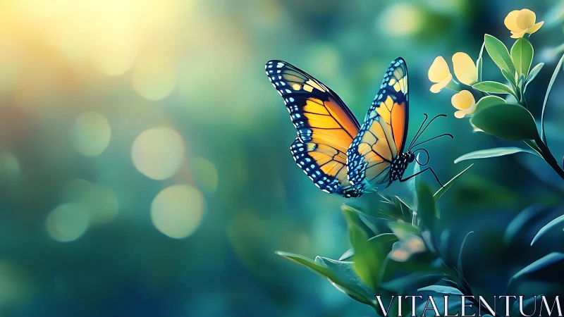 Sunlit monarch duet sipping morning sparkles in bloom.