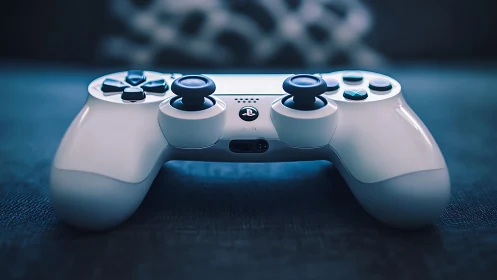 White PlayStation Controller in Stunning Close-Up Detail