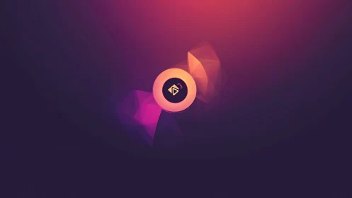 Central circular glyph with polygonal light gradients on dark field