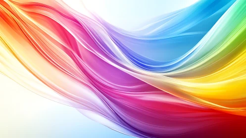 Vibrant flowing color waves over bright white background.