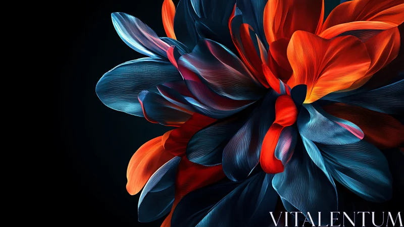 Synthetic flower with layered petals rendered in high contrast colors.