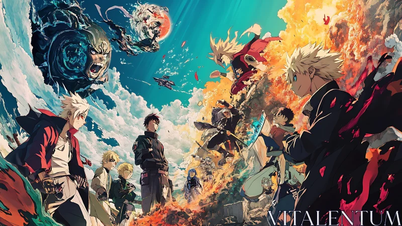 Elemental anime heroes clash amid sky-splitting explosions