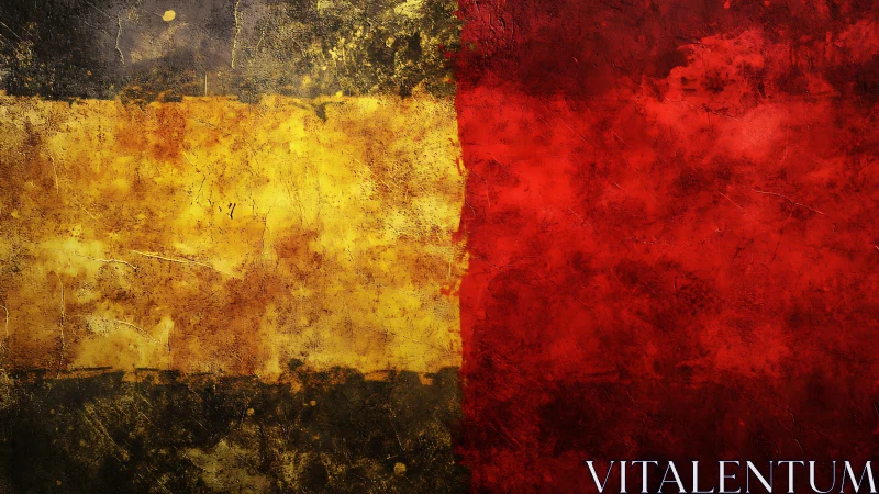 Textured bicolor abstraction with distressed chromatic fields.