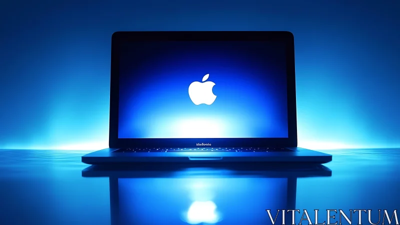 Sleek glowing laptop welcoming you into a calm blue space.