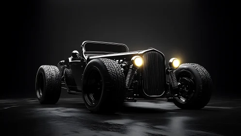 Midnight hot rod prowls the studio floor like chrome thunder