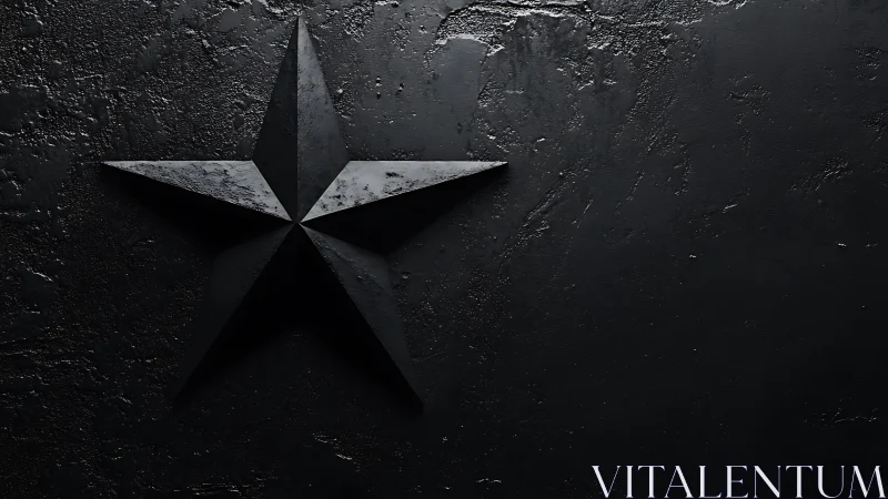 Bold black star resting on a textured midnight wall.