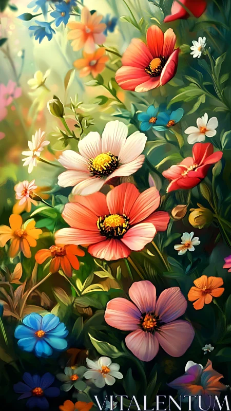 Vibrant Garden Blooms Dance in Luminous Summer Light