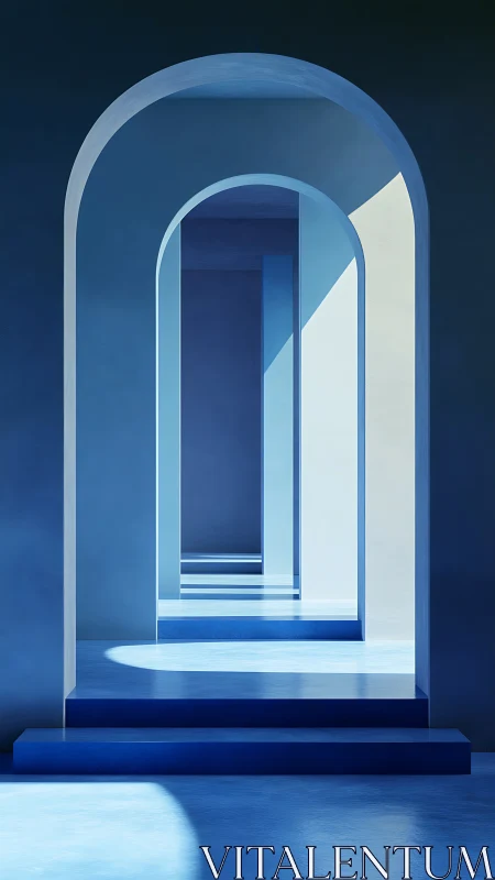 Calm blue arches inviting you into quiet rooms of light.
