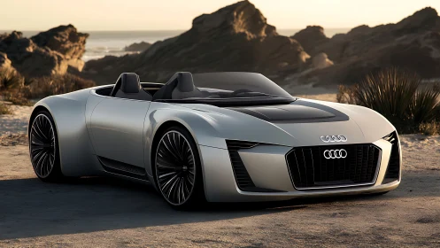 Sunset racer roadster whispers speed along wild shorelines.