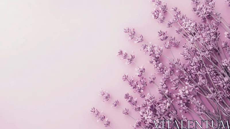 Lavender Stems Against Gradient Pink Background