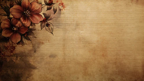 Vintage floral illustration rests against textured parchment.