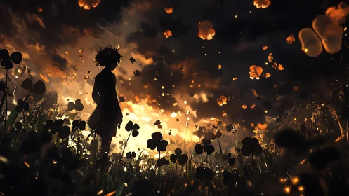 Glowing twilight meadow welcomes a quiet, wondering dreamer