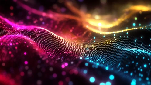 Spectral data-wave topology with luminous point-cloud particulate.