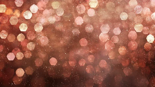 Hexagonal bokeh light pattern fills a warm brown frame