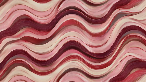 Pink and red wavy abstract pattern with layered strokes.
