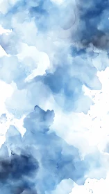 Vertical indigo watercolor cloudscape with soft diffusion.