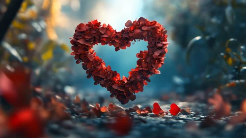 Heart of Red Petals: 3D Floral Composition with Depth.