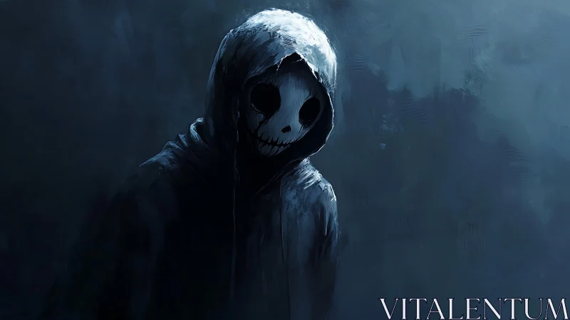 Midnight hooded wraith grins quietly through painted gloom