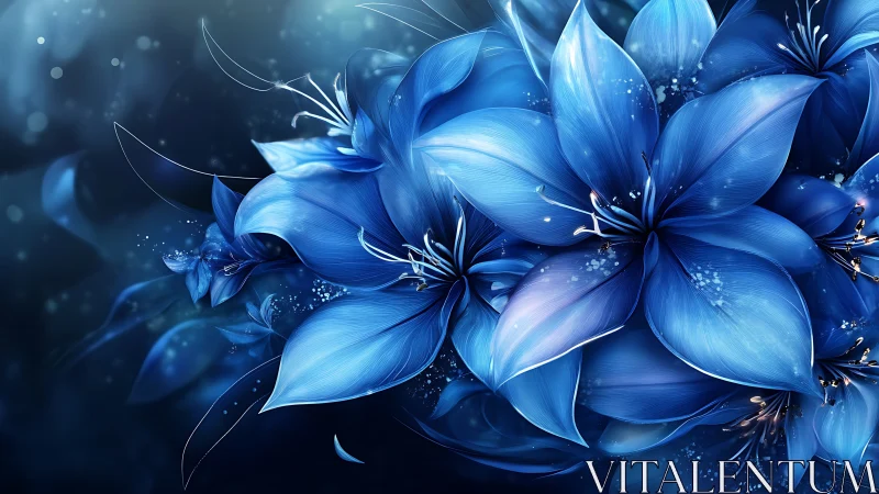 Glowing Blue Flowers Dance in Magical Starlight
