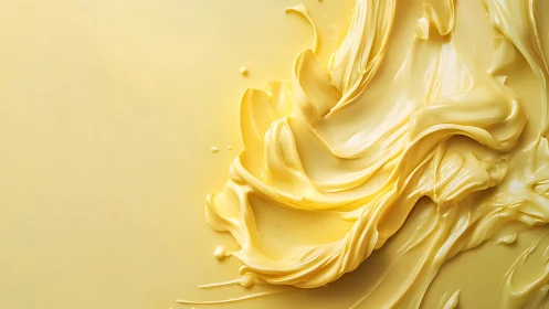 Yellow semi-solid spread on monochromatic surface.