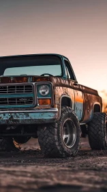 Sunset-soaked rust warrior rolls proud on oversized tires