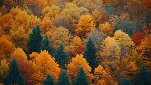 Evergreen daydreams amid a roaring autumn color storm.