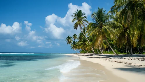 Tropical Beach with Palm Trees and Turquoise Waters
