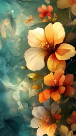 Luminescent Botanical Study: Gradient Hibiscus Composition with Ethereal Rendering