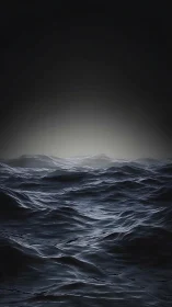 Nocturnal steel waves under distant muted horizon glow.