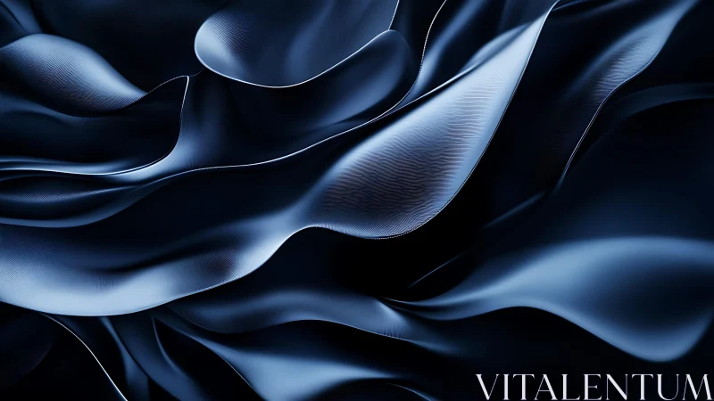 Dark blue abstract silk waves with smooth, modern digital texture.