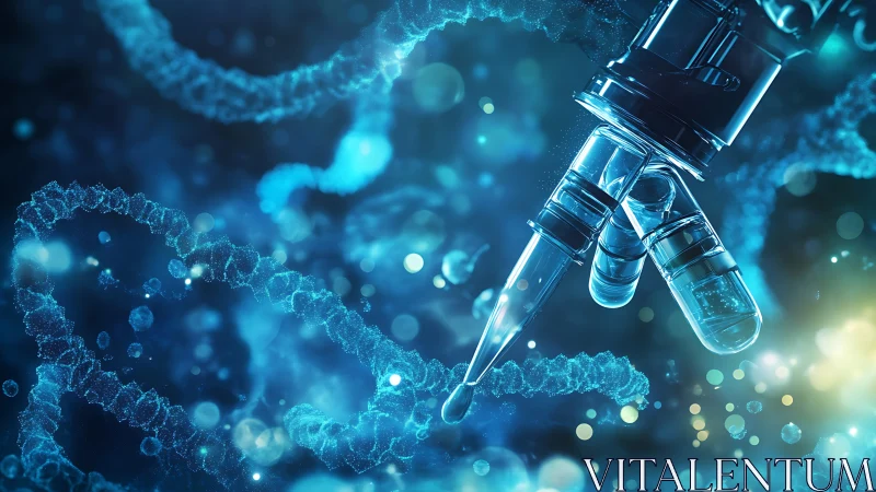 Genetic research pipettes glow within luminous DNA strands