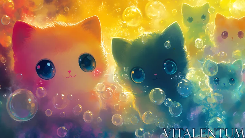 Luminescent Feline Subjects with Spherical Light Phenomena and Chromatic Gradient Rendering