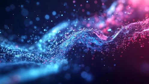 Vibrant Abstract Wave of Blue and Pink Light in Motion.