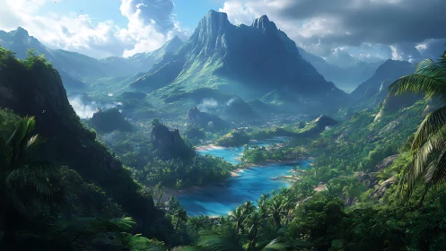 Emerald peaks guard a hidden turquoise valley of dreams.