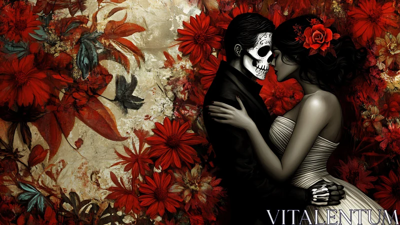 Skull-Kissed Waltz: Love's Darkly Crimson Dance.