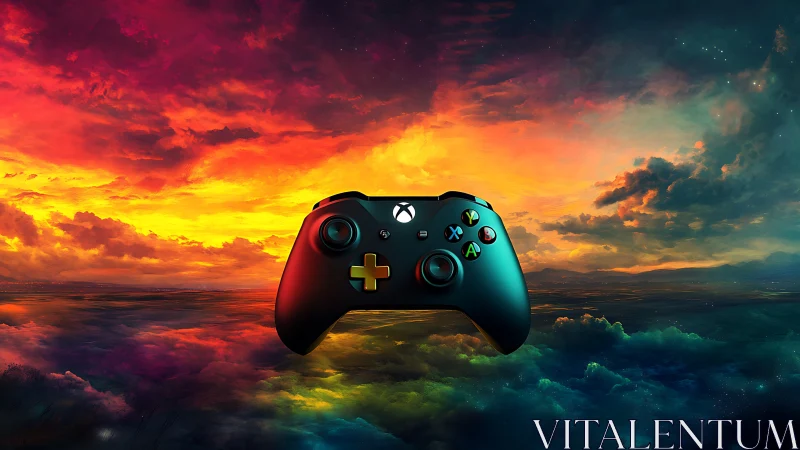Xbox Controller Soars Through Sunset Dreams and Clouds.