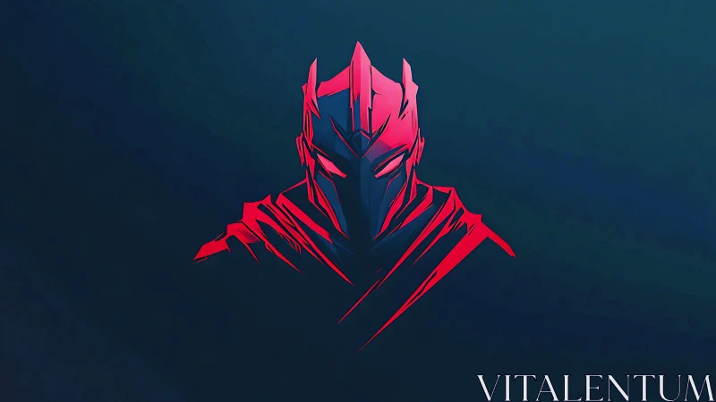 Minimalist cyber knight emblem in neon duotone profile.
