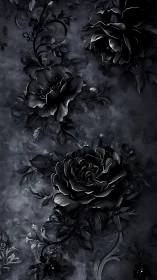 Dark Floral Composition with Monochromatic Blooms.