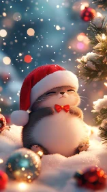 Cozy holiday hamster in a Santa hat enjoying winter magic.