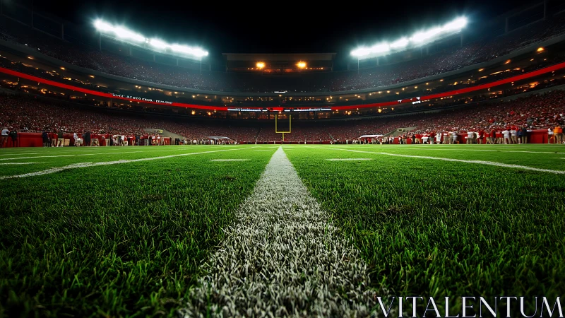 Bright stadium lights welcome fans onto the glowing field