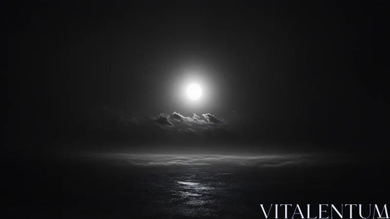 Gentle moonrise floating above a quiet, silver-touched sea.