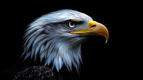 Striking Bald Eagle Portrait in Dramatic Realistic Style.
