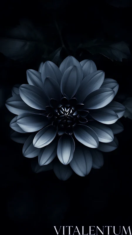 Monochromatic Dahlia Flower Against Dark Background
